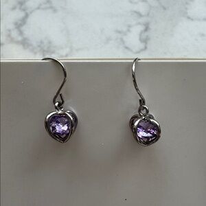Silver Heart Amethyst earrings